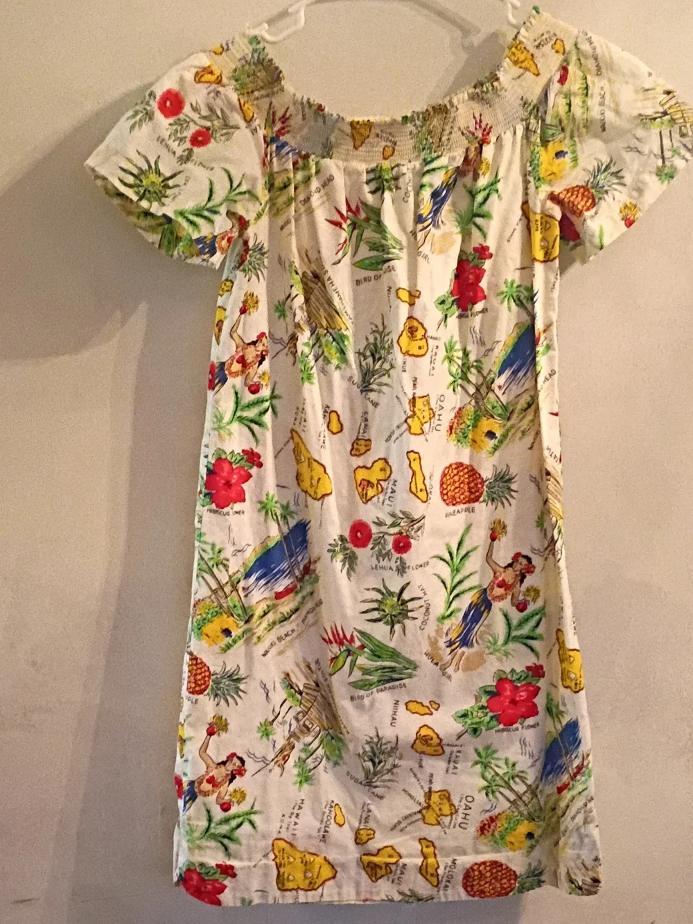 J. Crew White Dress with Yellow & Green Detail